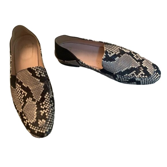 J. CREW CECILE CONVERTIBLE SNAKE EMBOSSED LEATHER SMOKING LOAFERS 6.5-NICE! - Picture 7 of 11